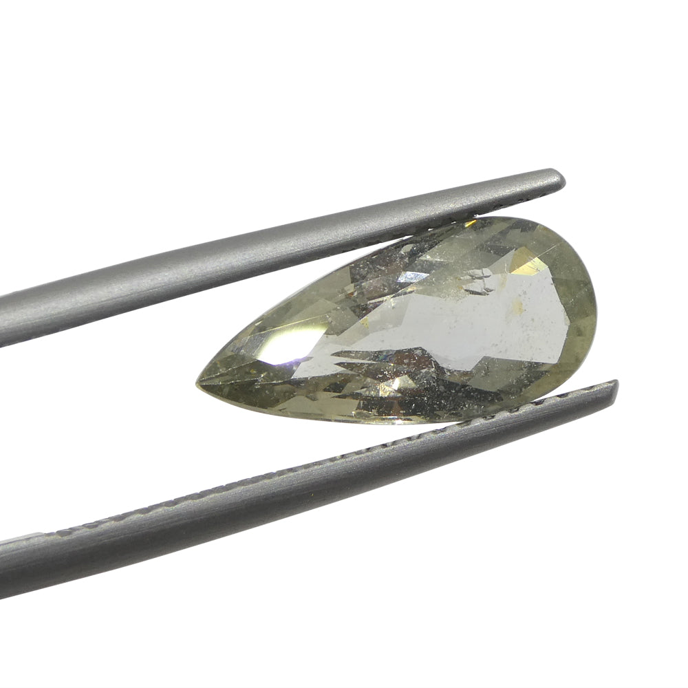 2.95ct Tanzanian Green Sapphire, Pear Shape, Unheated Natural Gemstone by SkyJems Canadian Gem Experts