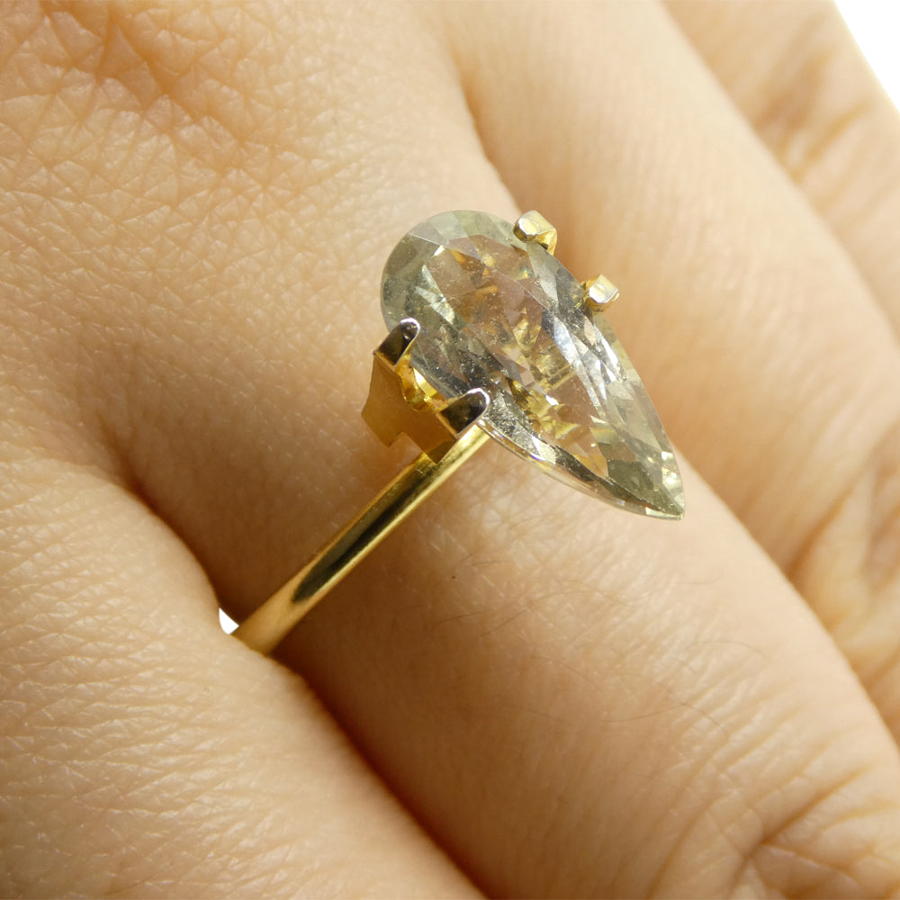 2.95ct Tanzanian Green Sapphire, Pear Cut Unheated Gemstone from SkyJems' Rare Colored Stone Collection