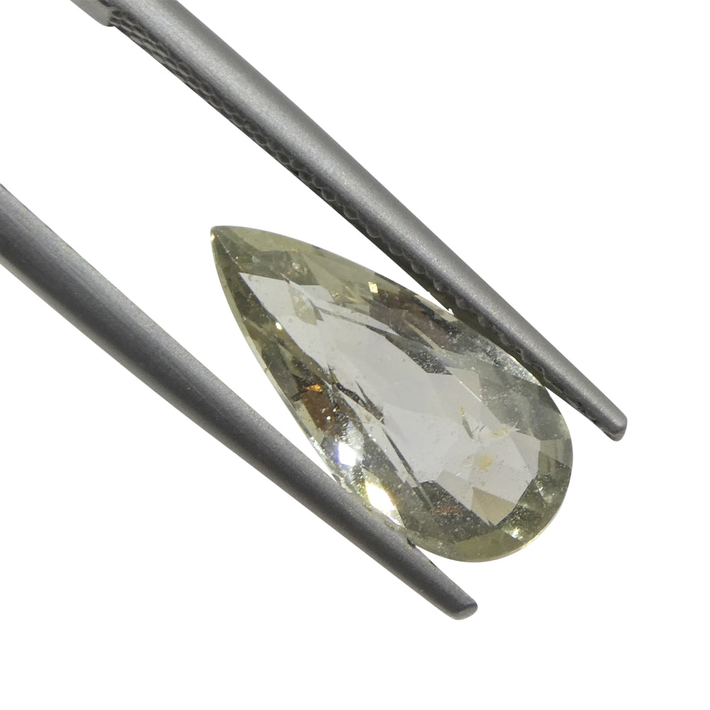 SkyJems 2.95ct Pear Green Sapphire from Tanzania - Unheated Natural Gemstone, Rare Collector's Specimen