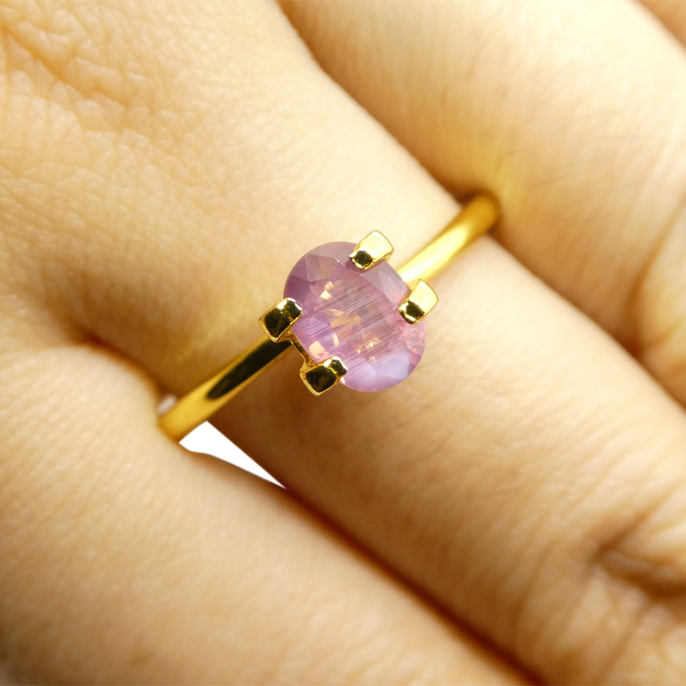 1.17ct Oval Opalescent Orangy Purplish Pink Sapphire from Umba, Tanzania - Skyjems Wholesale Gemstones