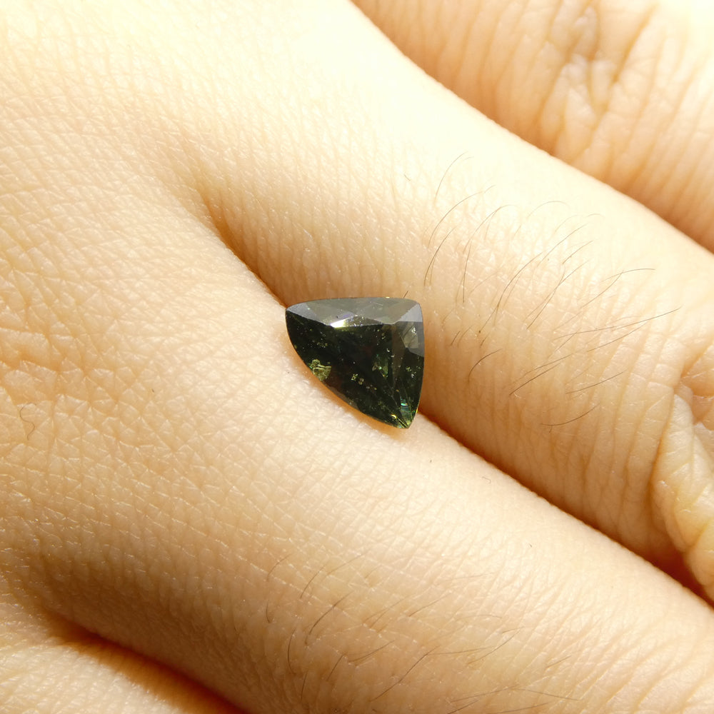 1.21ct Elongated Trillion Green Sapphire from Umba, Tanzania - Skyjems Wholesale Gemstones