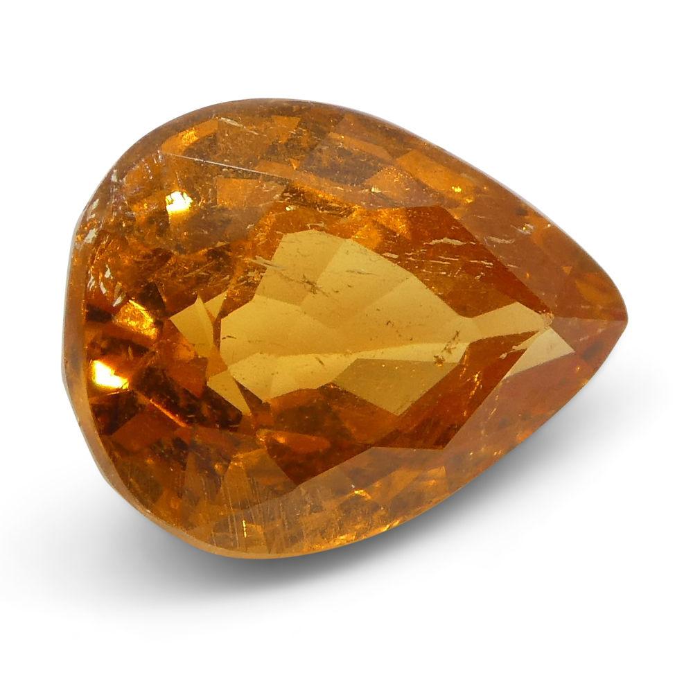 2.34 ct Pear Shape Vivid Fanta Orange Spessartite/Spessartine Garnet - Skyjems Wholesale Gemstones