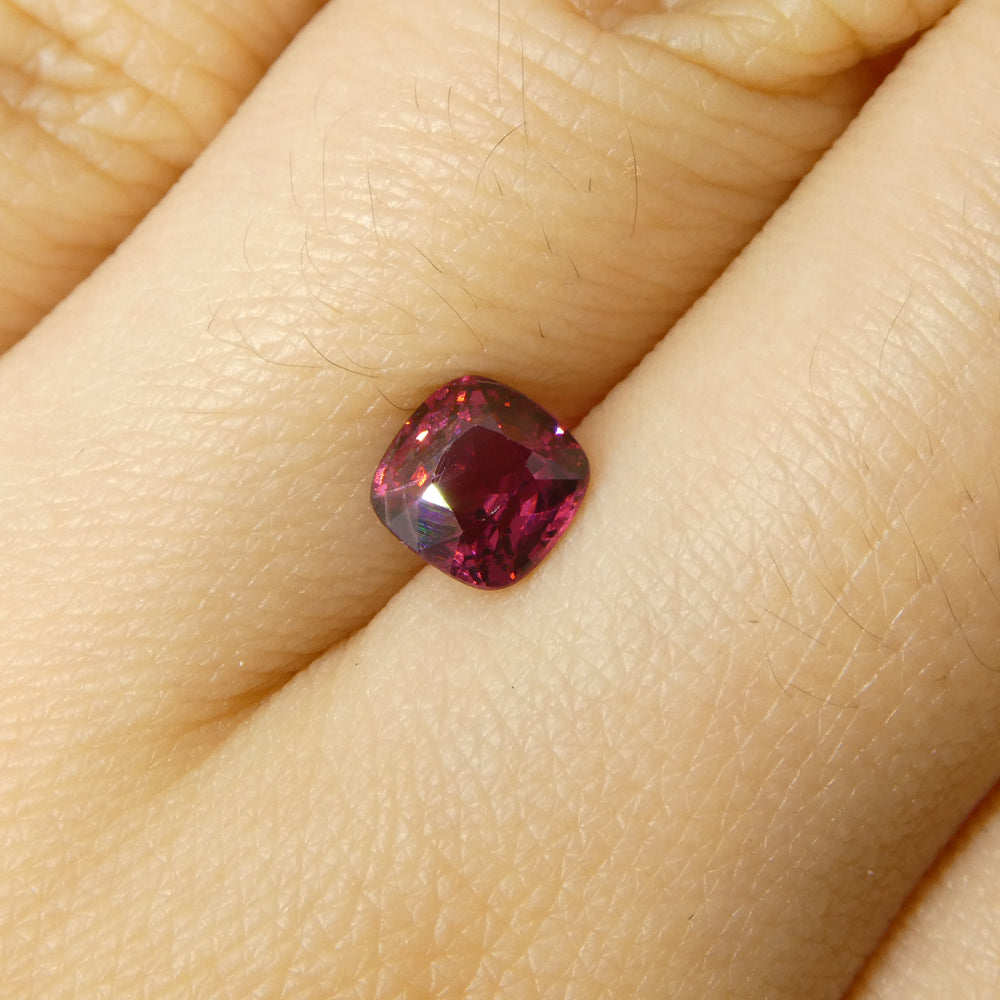0.95ct Cushion Red Jedi Spinel from Sri Lanka, vibrant pinkish-red gemstone by SkyJems, premium Canadian colored gem speciali