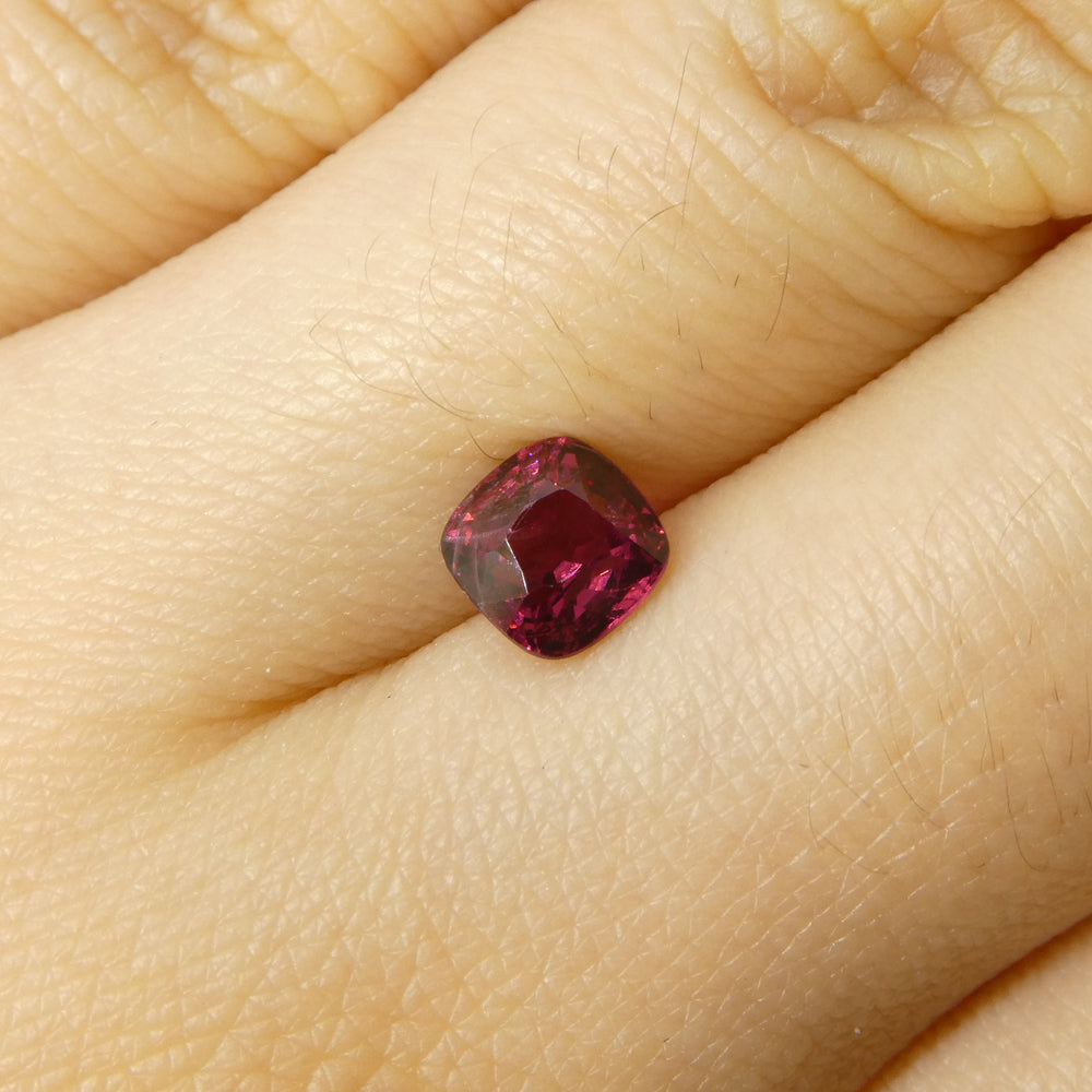 0.95ct Cushion Red Jedi Spinel from Sri Lanka, vibrant pinkish-red gem by SkyJems, premium Canadian colored gemstone speciali