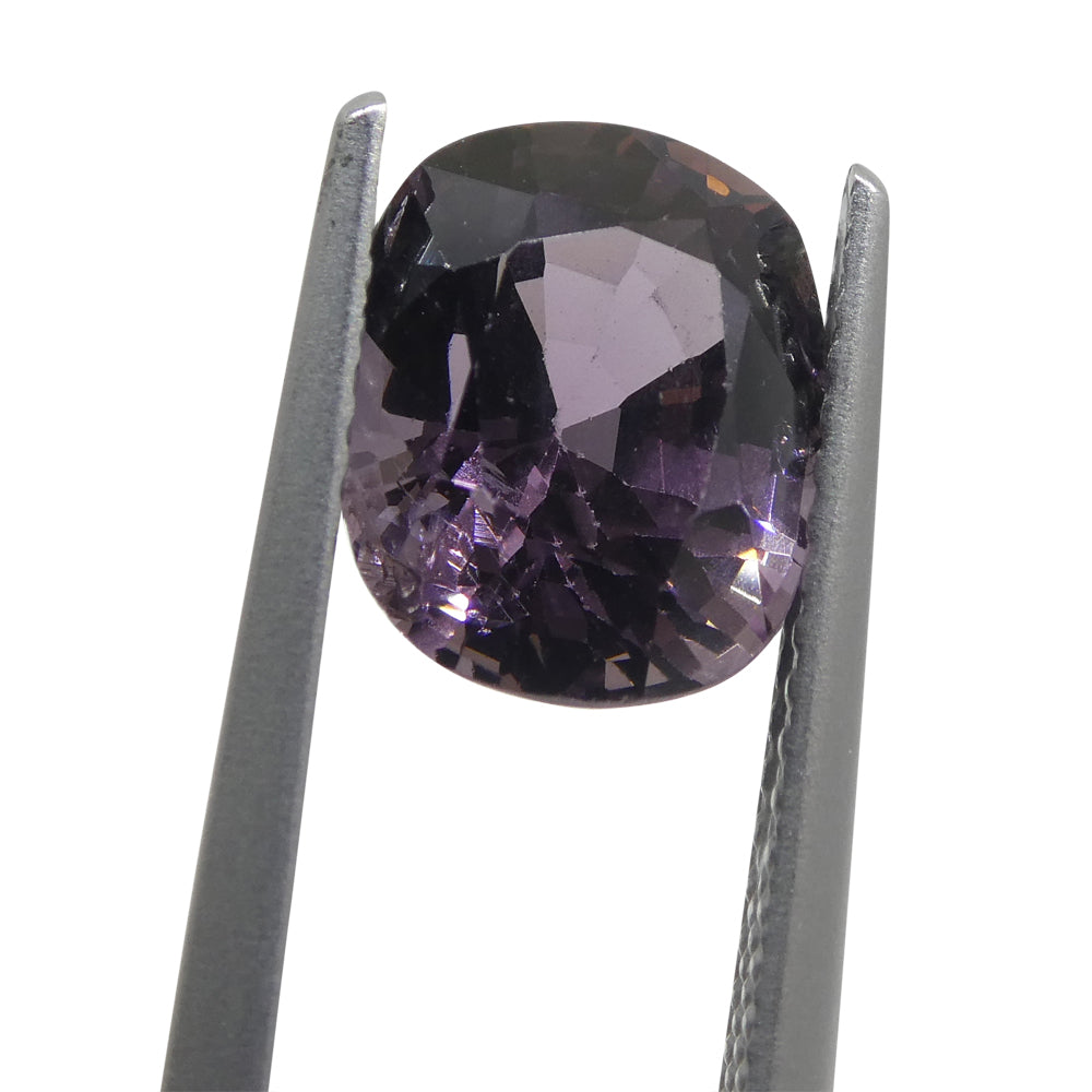 SkyJems 3.24ct Burmese Purplish Pink Rectangular Cushion Spinel, rare unheated gem from Myanmar's legendary gem fields