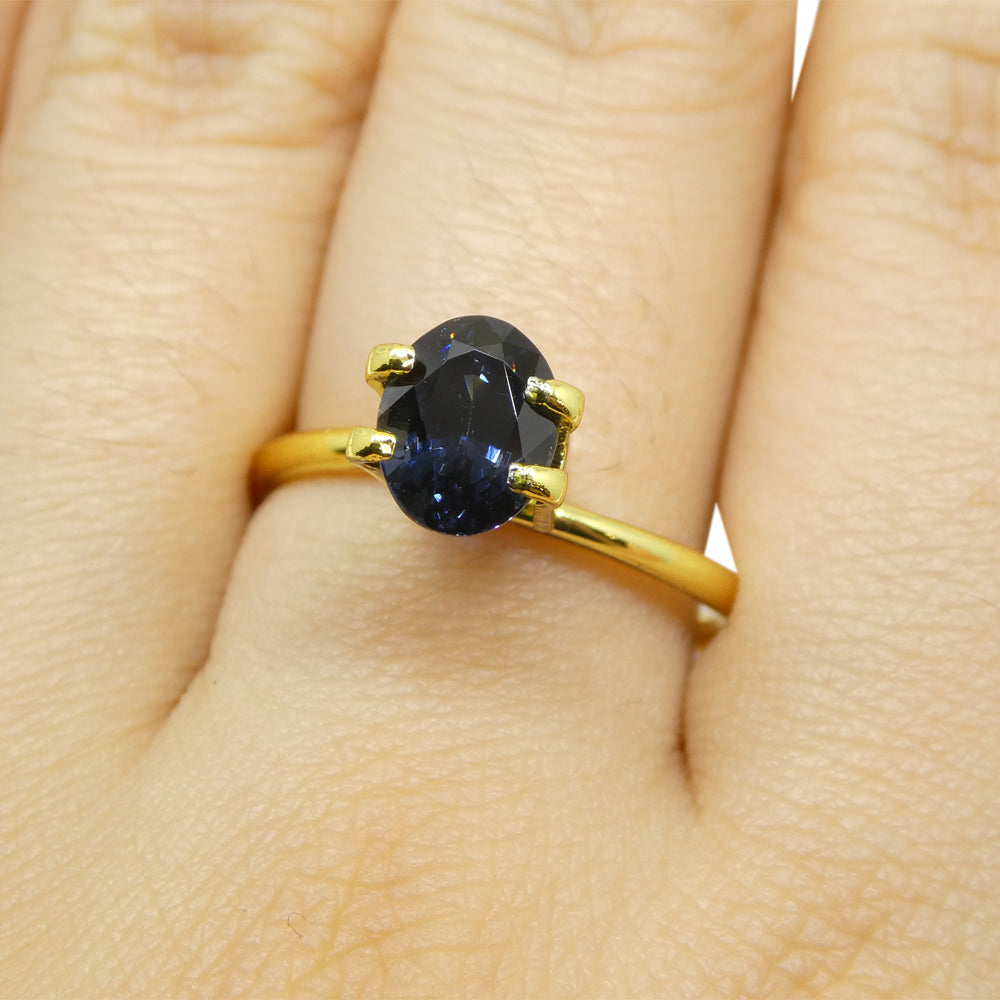 1.74ct Oval Blue Spinel from Burma, medium-dark grayish blue gemstone by SkyJems, premium Canadian colored stone specialists