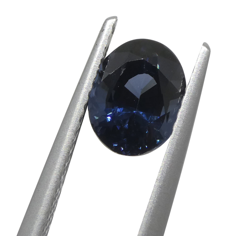 1.74ct Burmese Blue Spinel Oval Gemstone from SkyJems, rare medium-dark blue step-cut precious stone from Myanmar