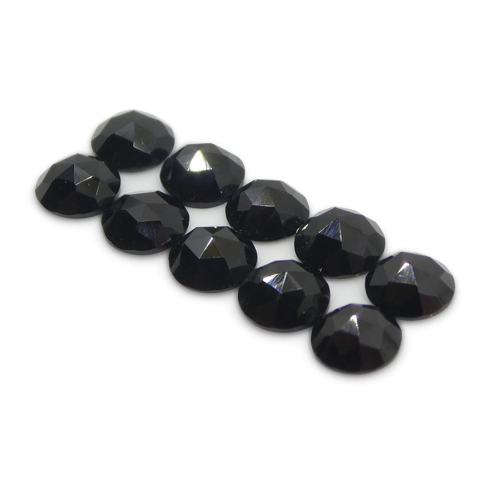 2.56ct 10 Stones Rose Cut Round Black Spinel from Sri Lanka - Skyjems Wholesale Gemstones