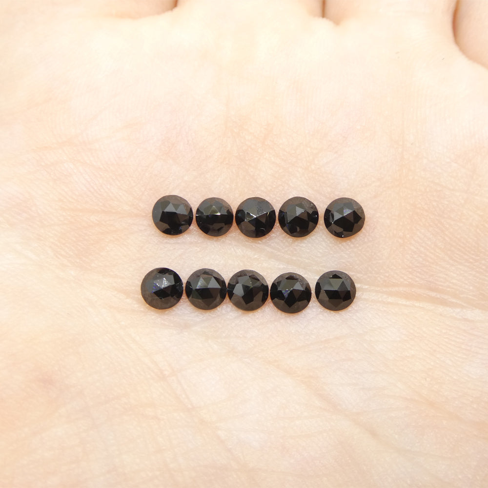 2.56ct 10 Stones Rose Cut Round Black Spinel from Sri Lanka - Skyjems Wholesale Gemstones