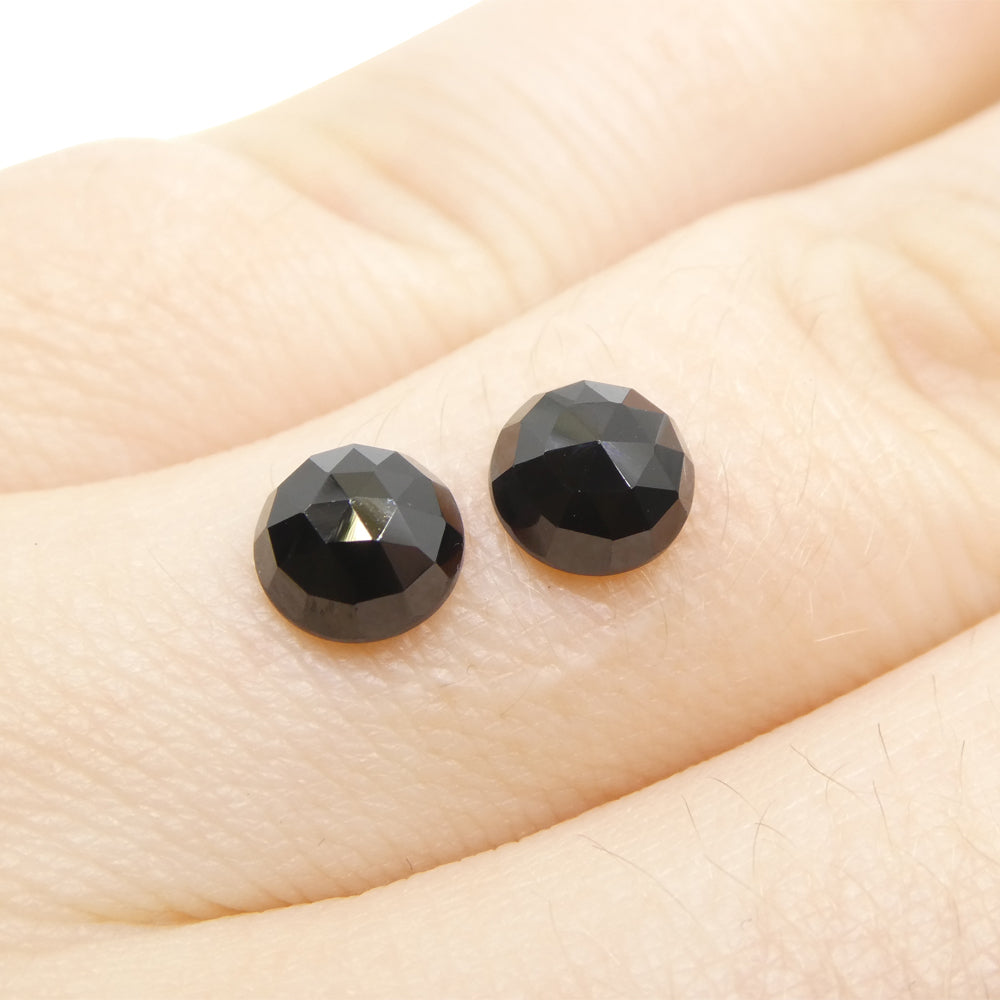 2.46ct 5 Stones Rose Cut Round Black Spinel from Sri Lanka - Skyjems Wholesale Gemstones