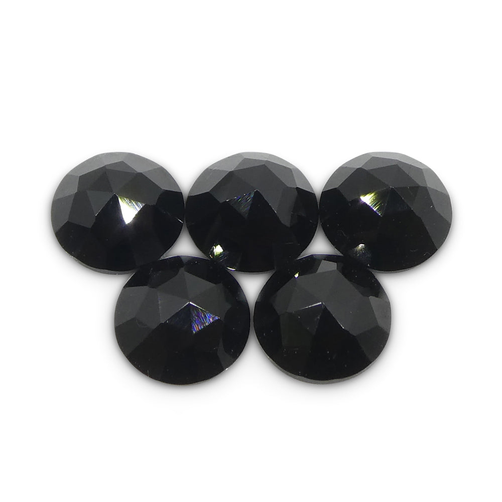 2.46ct 5 Stones Rose Cut Round Black Spinel from Sri Lanka - Skyjems Wholesale Gemstones