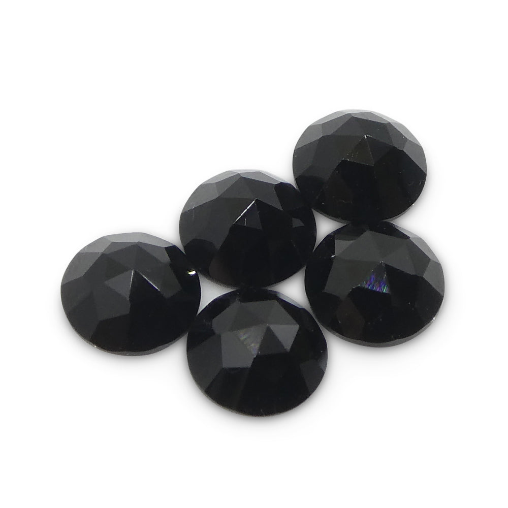 2.46ct 5 Stones Rose Cut Round Black Spinel from Sri Lanka - Skyjems Wholesale Gemstones