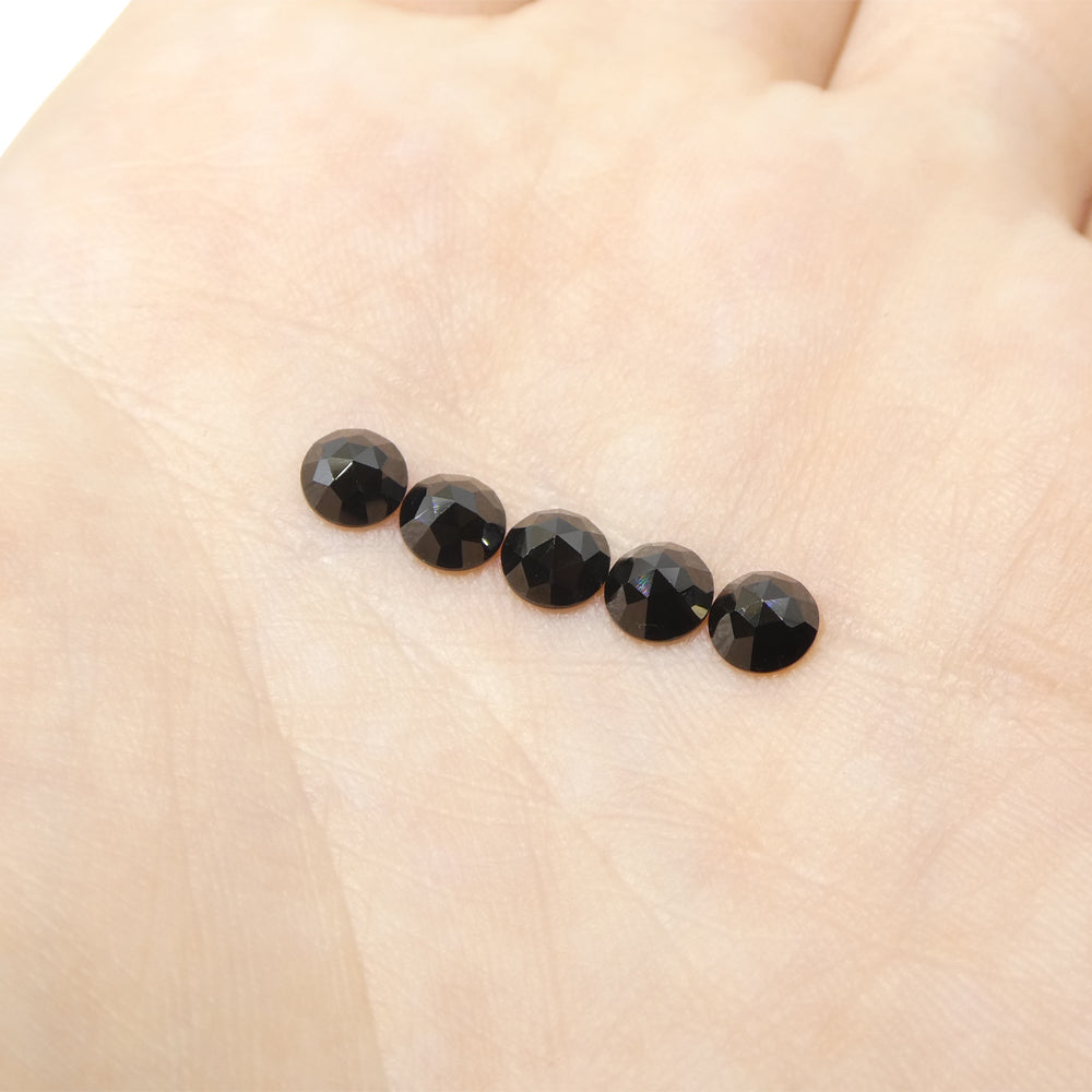 2.46ct 5 Stones Rose Cut Round Black Spinel from Sri Lanka - Skyjems Wholesale Gemstones