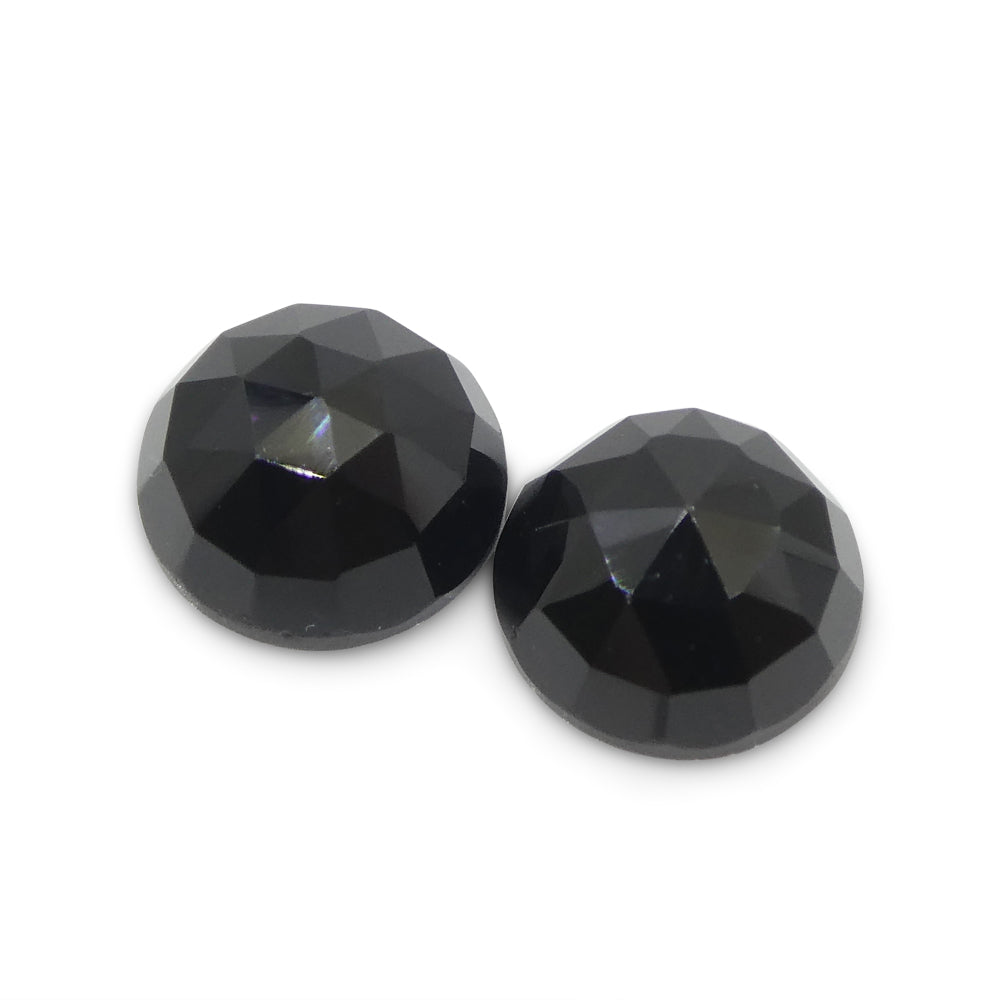 2.38ct Pair Rose Cut Round Black Spinel from Sri Lanka - Skyjems Wholesale Gemstones