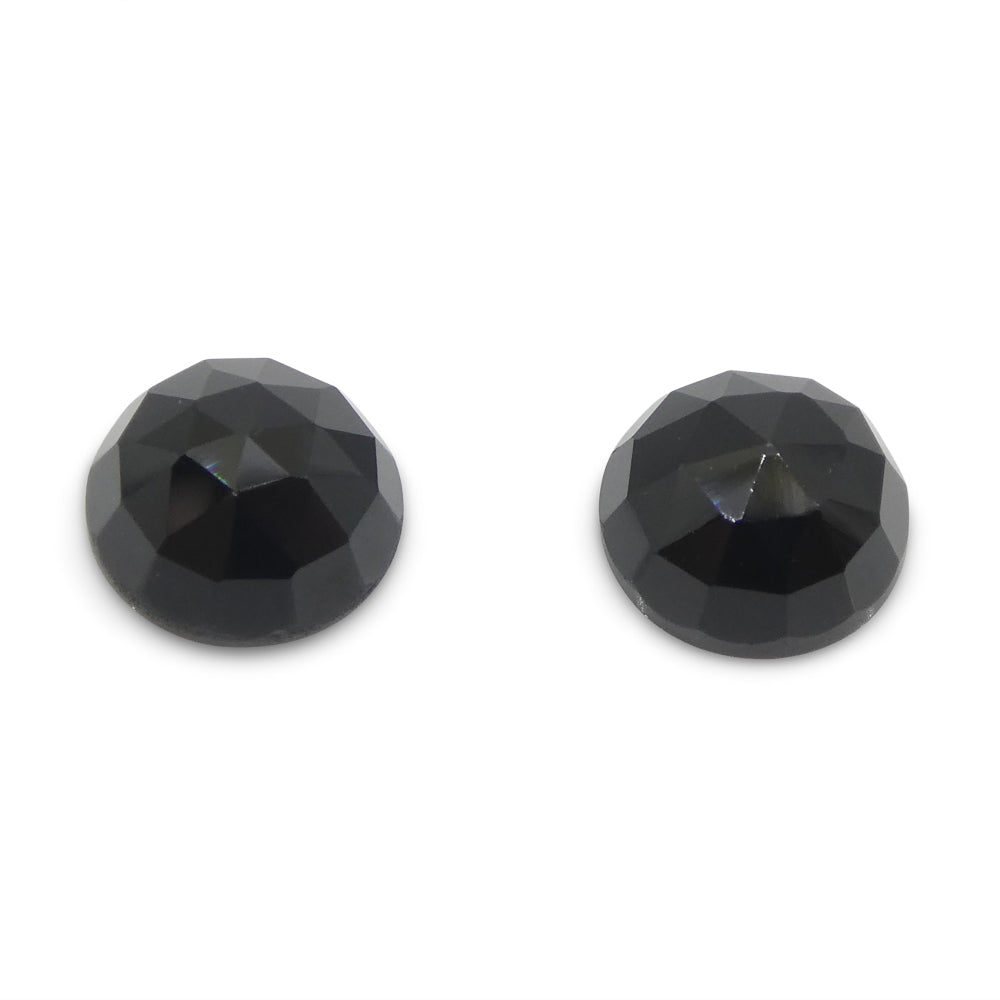 2.38ct Pair Rose Cut Round Black Spinel from Sri Lanka - Skyjems Wholesale Gemstones