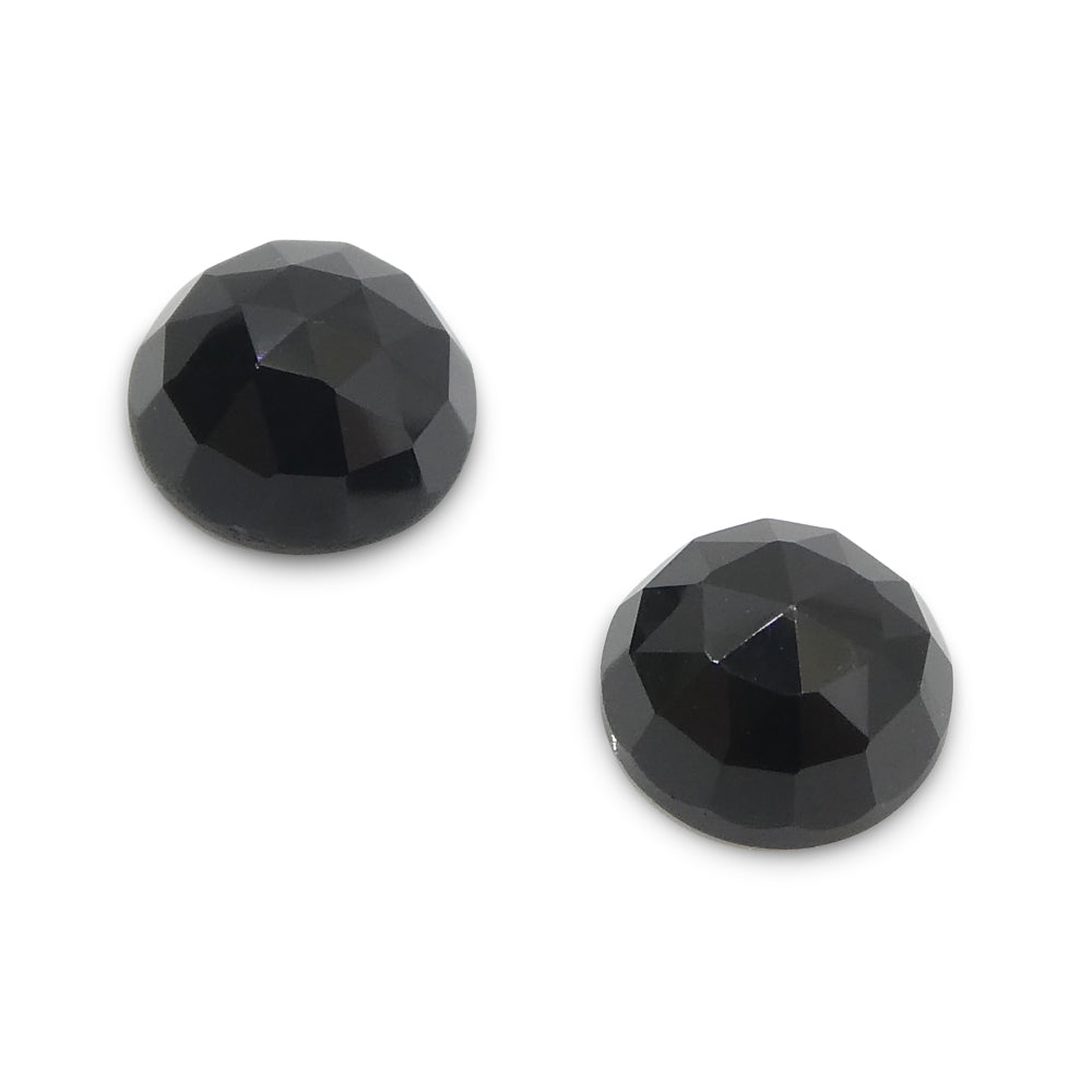 2.38ct Pair Rose Cut Round Black Spinel from Sri Lanka - Skyjems Wholesale Gemstones