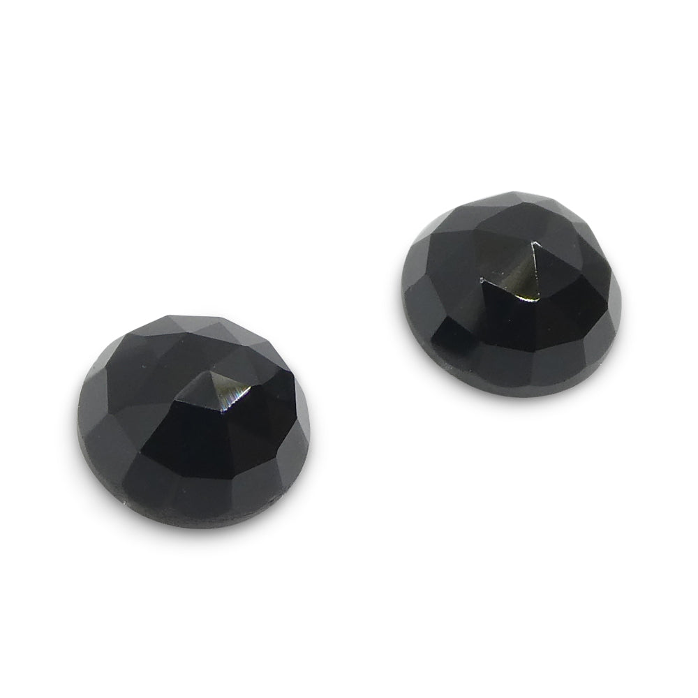 2.38ct Pair Rose Cut Round Black Spinel from Sri Lanka - Skyjems Wholesale Gemstones