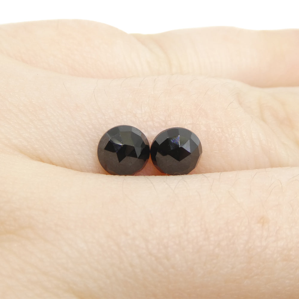 2.38ct Pair Rose Cut Round Black Spinel from Sri Lanka - Skyjems Wholesale Gemstones