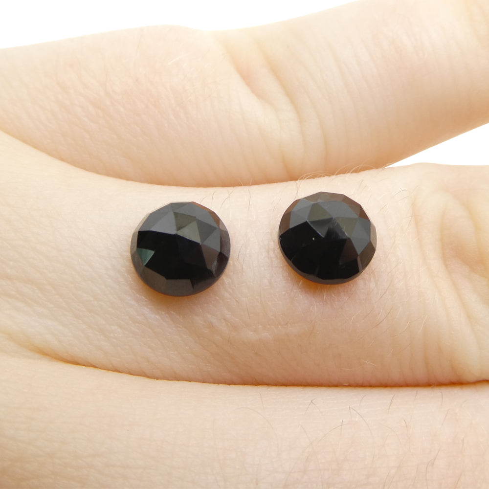 3.11ct Pair Rose Cut Round Black Spinel from Sri Lanka - Skyjems Wholesale Gemstones