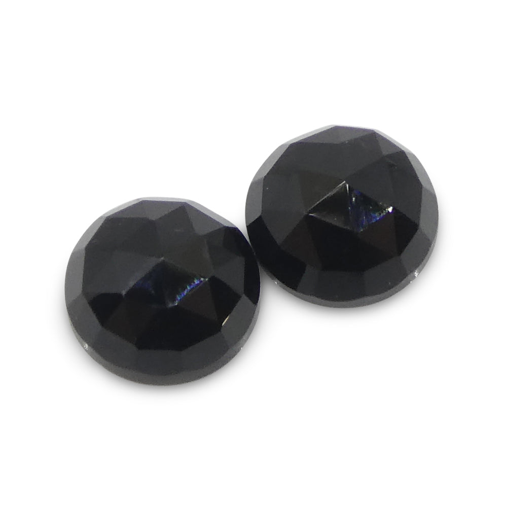 3.11ct Pair Rose Cut Round Black Spinel from Sri Lanka - Skyjems Wholesale Gemstones