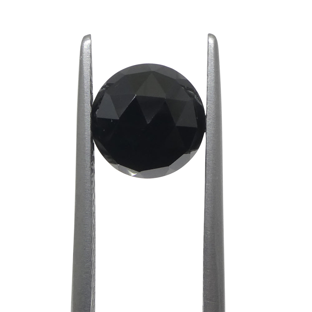 2.55ct Black Spinel Round Rose Cut from Sri Lanka, premium gemstone by SkyJems Canadian gem specialists