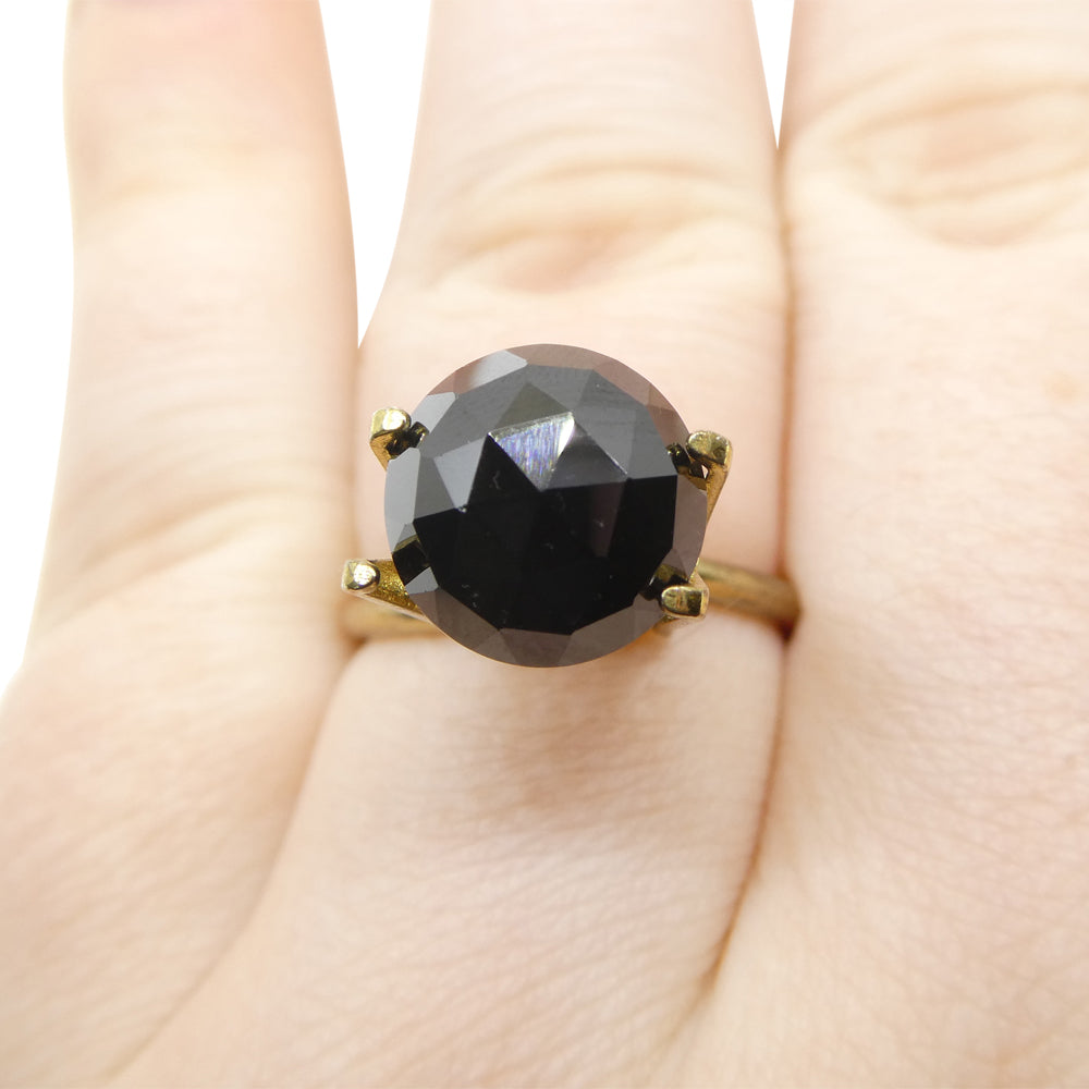 4.67ct Black Spinel Rose Cut Round Gemstone from Sri Lanka by SkyJems Canadian Gem Specialists