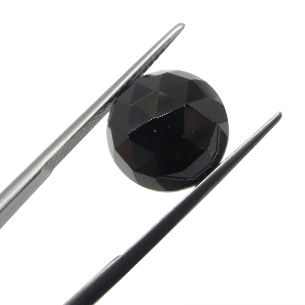 7.77ct Black Spinel Rose Cut Round Gemstone from Sri Lanka by SkyJems Canadian Fine Gems