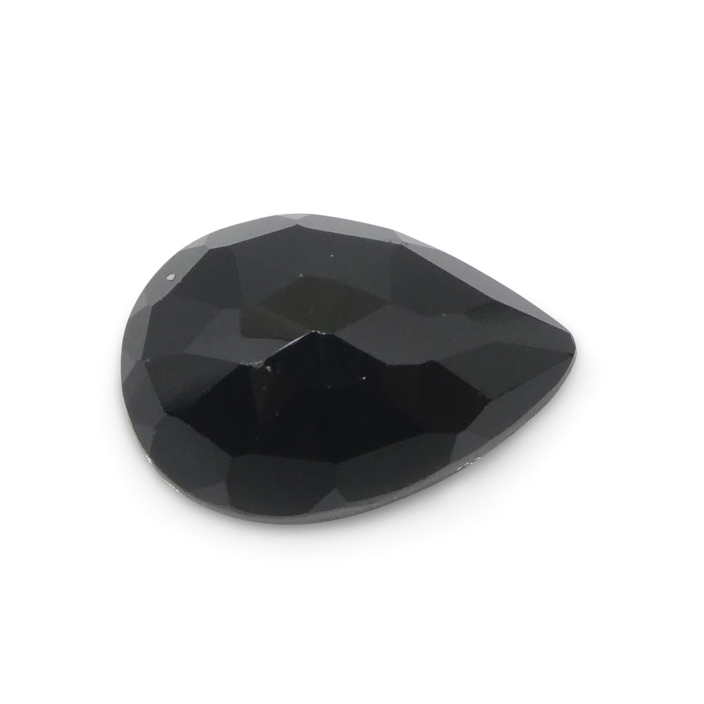 SkyJems 3.29ct Black Pear Spinel from Sri Lanka - Rare Gemstone with Rose Cut, Elegant Dark Stone