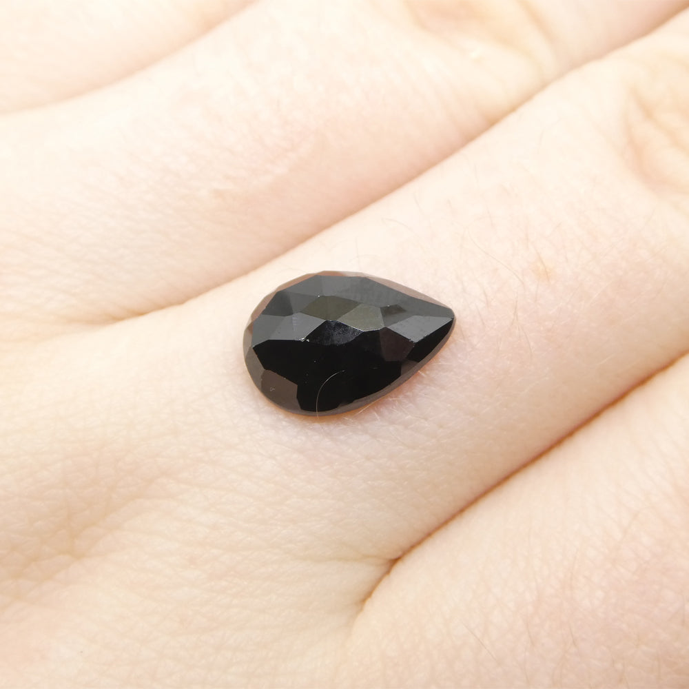 3.29ct Rose Cut Pear Shape Black Spinel from Sri Lanka - Skyjems Wholesale Gemstones