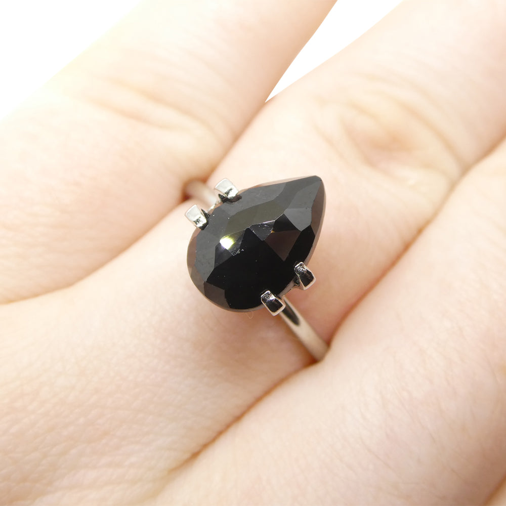 3.29ct Rose Cut Pear Shape Black Spinel from Sri Lanka - Skyjems Wholesale Gemstones