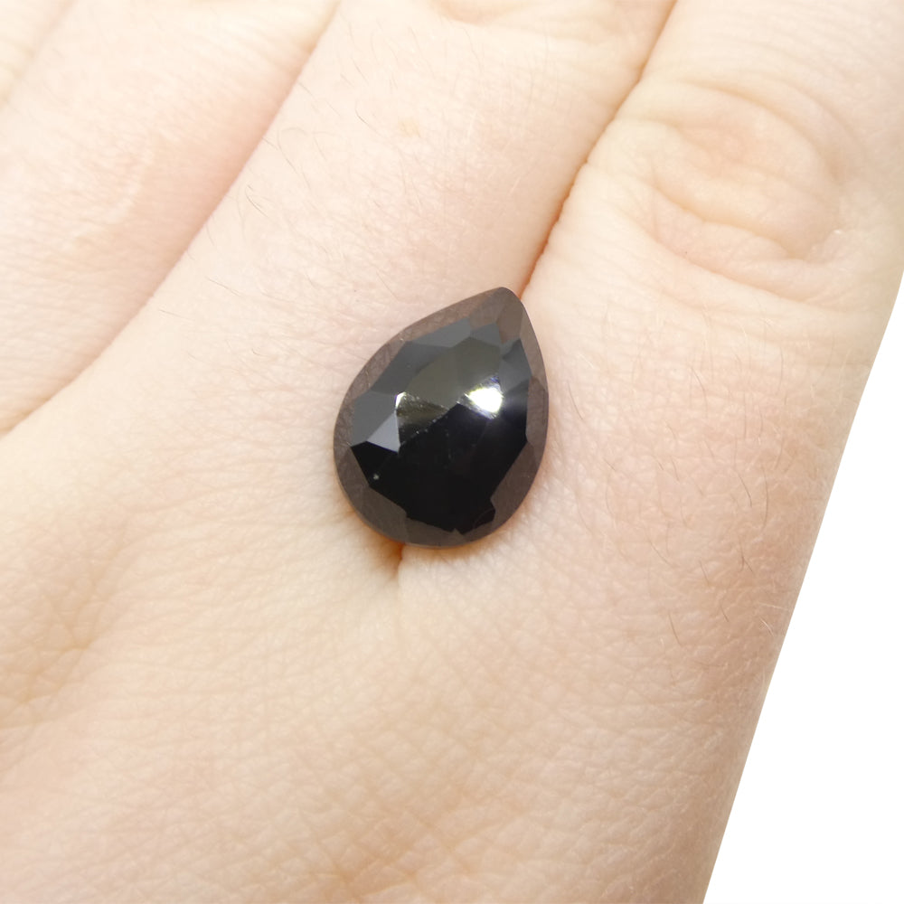 5.65ct Rose Cut Pear Shape Black Spinel from Sri Lanka - Skyjems Wholesale Gemstones