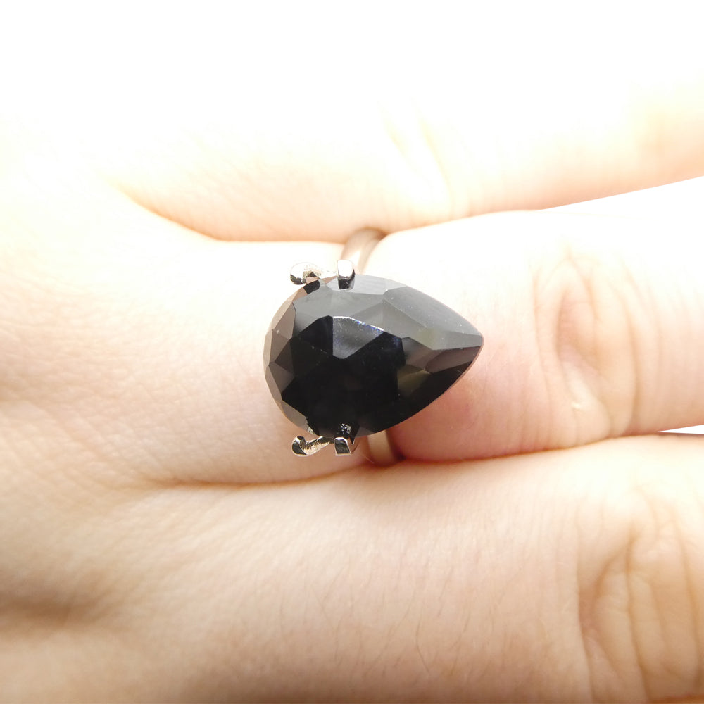 5.65ct Rose Cut Pear Shape Black Spinel from Sri Lanka - Skyjems Wholesale Gemstones