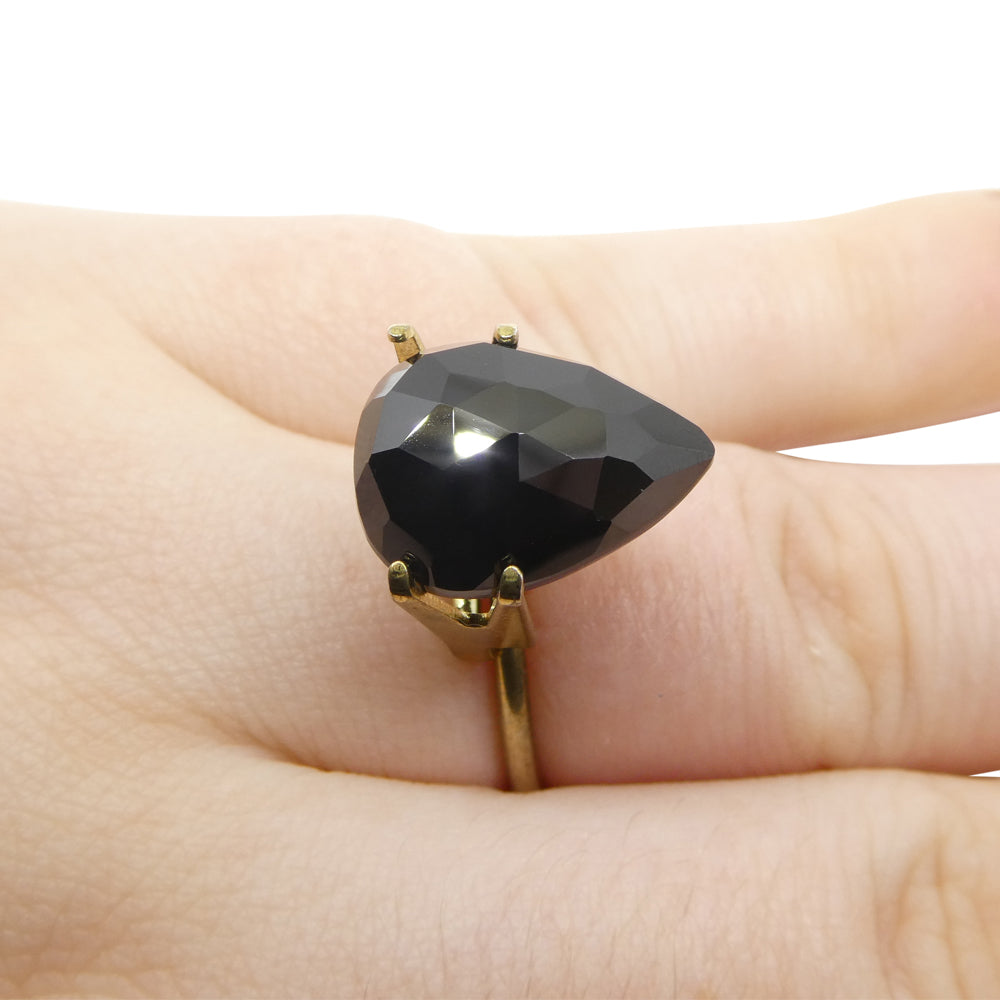 10.08ct Rose Cut Pear Shape Black Spinel from Sri Lanka - Skyjems Wholesale Gemstones