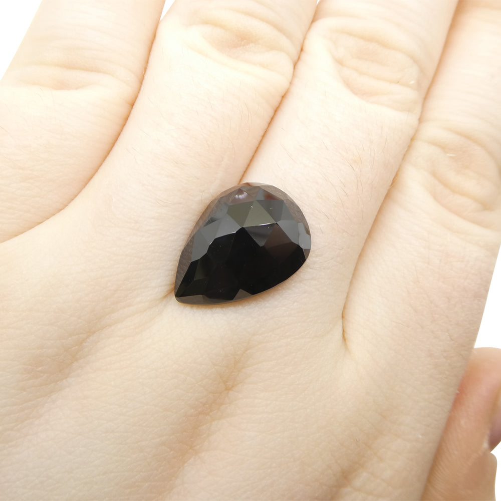 12.44ct Rose Cut Pear Shape Black Spinel from Sri Lanka - Skyjems Wholesale Gemstones