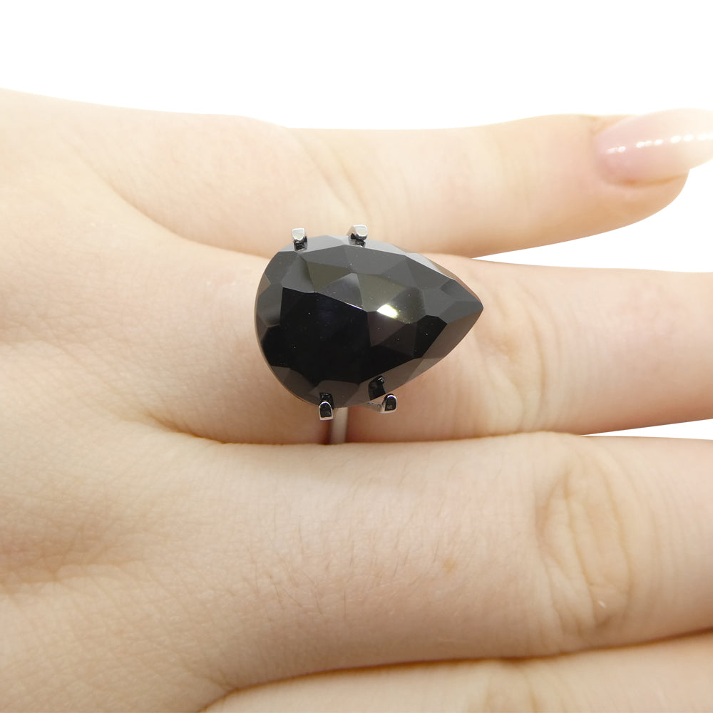 12.44ct Rose Cut Pear Shape Black Spinel from Sri Lanka - Skyjems Wholesale Gemstones