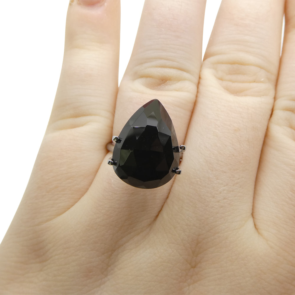 12.44ct Rose Cut Pear Shape Black Spinel from Sri Lanka - Skyjems Wholesale Gemstones