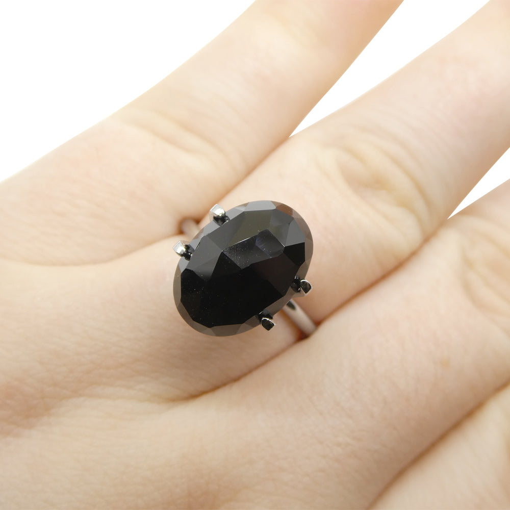 7.18ct Black Spinel Oval Rose Cut from Sri Lanka, premium loose gemstone by SkyJems Canadian gem specialists