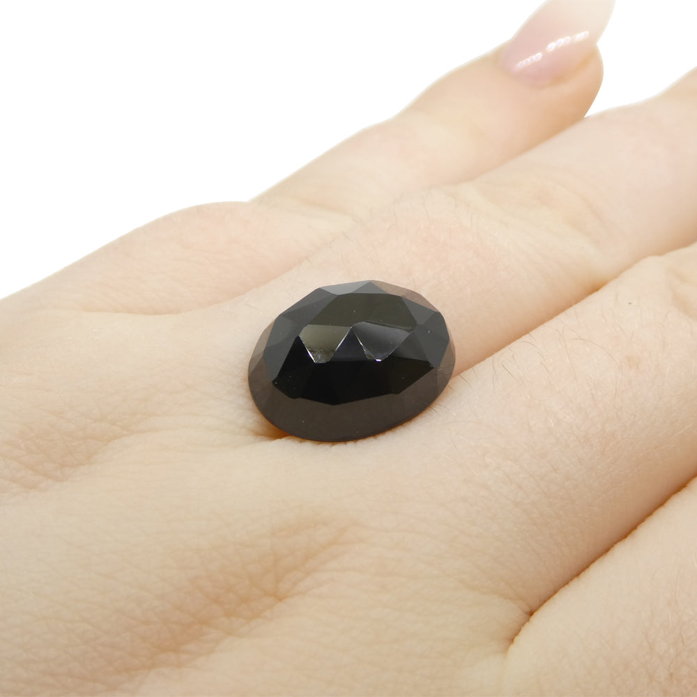 10.98ct Black Spinel Oval Rose Cut Gemstone from Sri Lanka by SkyJems, premium Canadian colored gem specialists