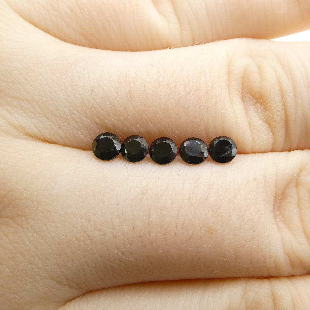 1.54ct 5 Stones Brilliant Cut Round Black Spinel from Sri Lanka - Skyjems Wholesale Gemstones