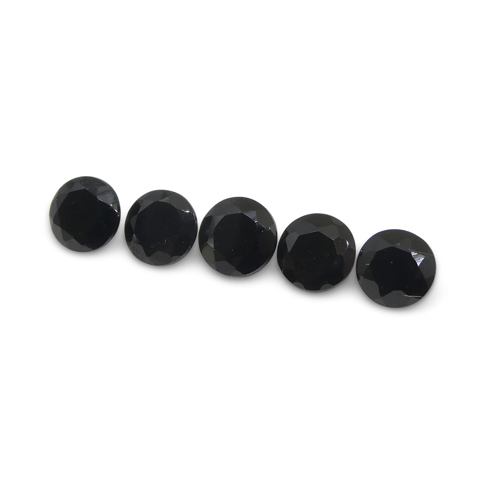 1.54ct 5 Stones Brilliant Cut Round Black Spinel from Sri Lanka - Skyjems Wholesale Gemstones