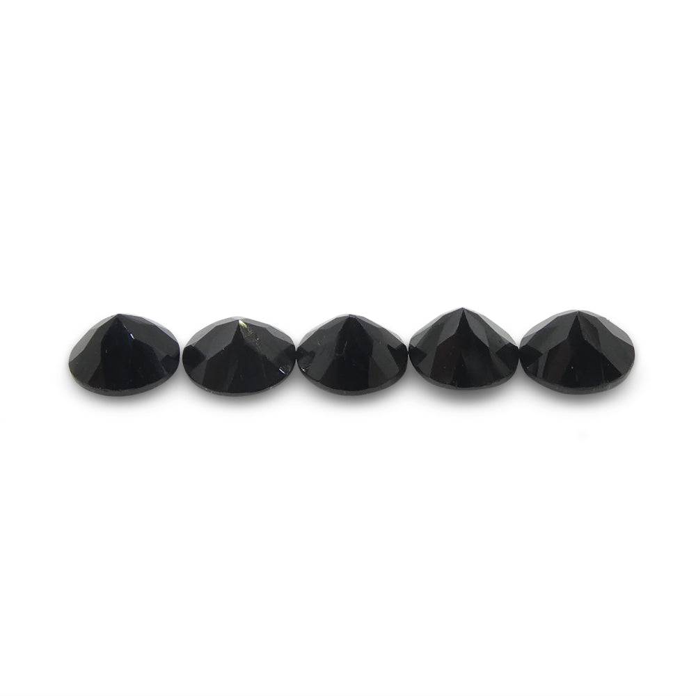 1.54ct 5 Stones Brilliant Cut Round Black Spinel from Sri Lanka - Skyjems Wholesale Gemstones