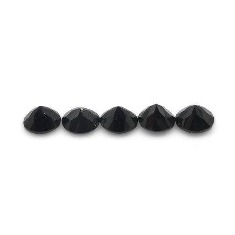 1.54ct 5 Stones Brilliant Cut Round Black Spinel from Sri Lanka