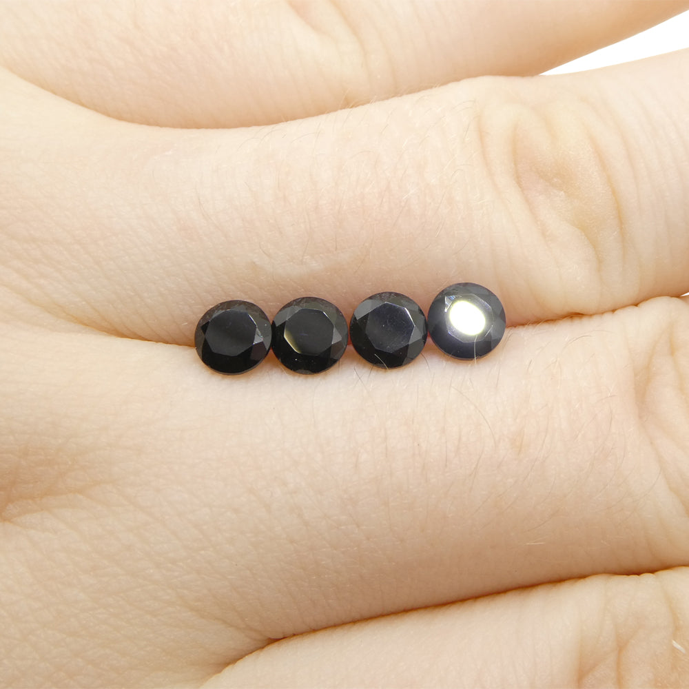 2.31ct 4 Stones Brilliant Cut Round Black Spinel from Sri Lanka - Skyjems Wholesale Gemstones