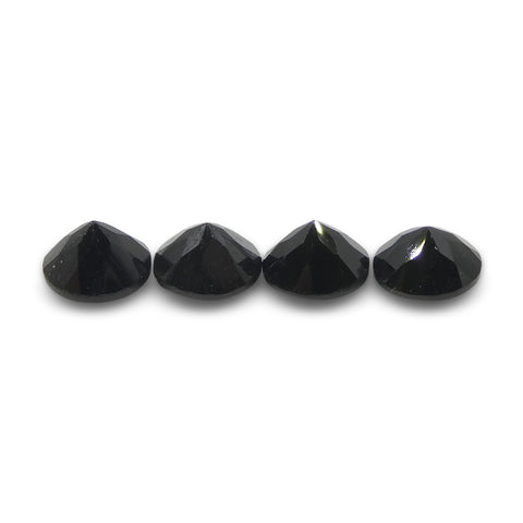 2.31ct 4 Stones Brilliant Cut Round Black Spinel from Sri Lanka