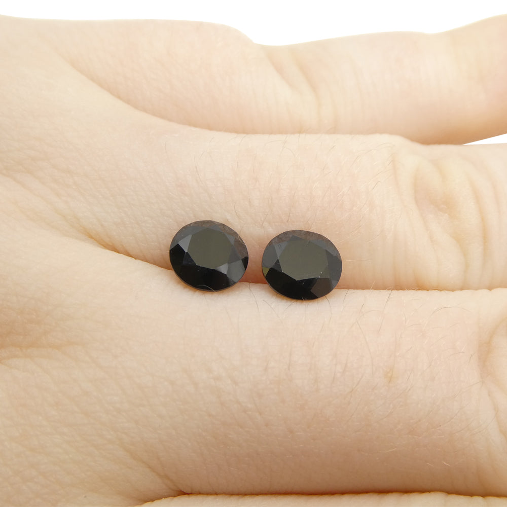 2.81ct Pair Brilliant Cut Round Black Spinel from Sri Lanka - Skyjems Wholesale Gemstones