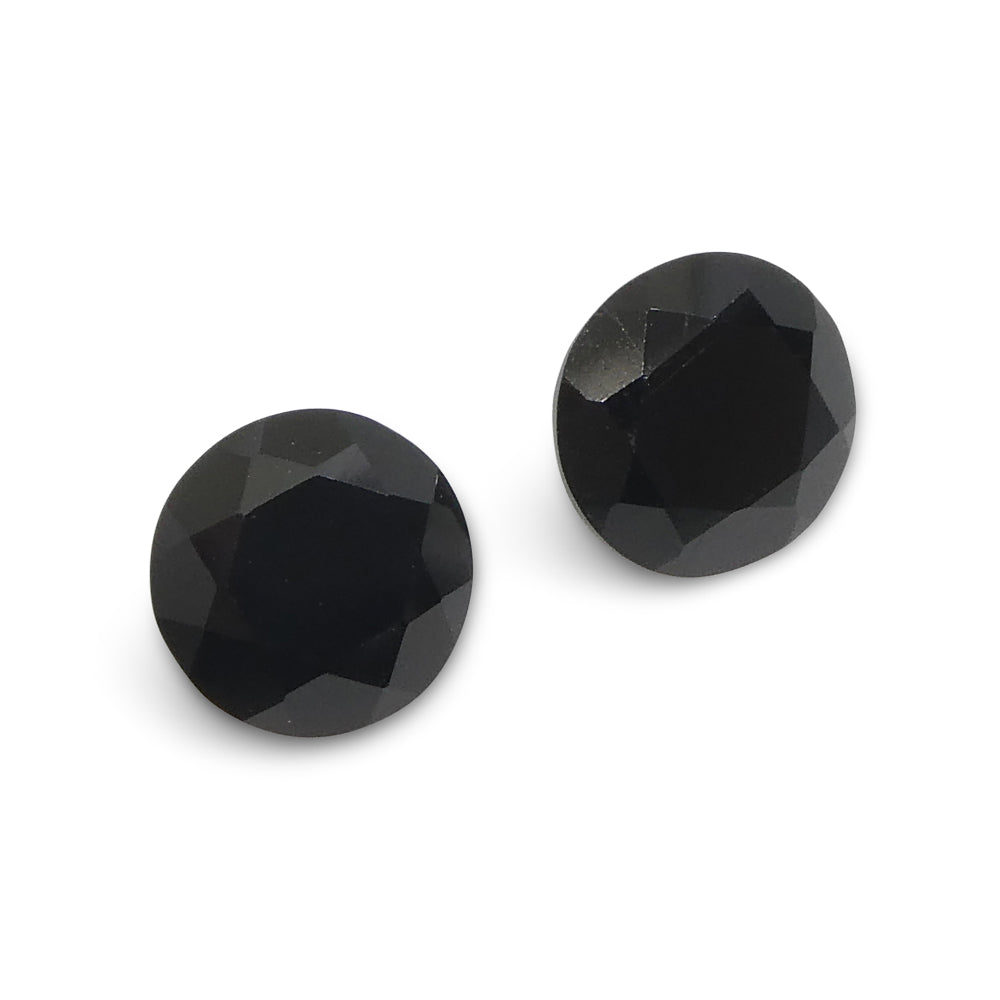 2.81ct Pair Brilliant Cut Round Black Spinel from Sri Lanka - Skyjems Wholesale Gemstones