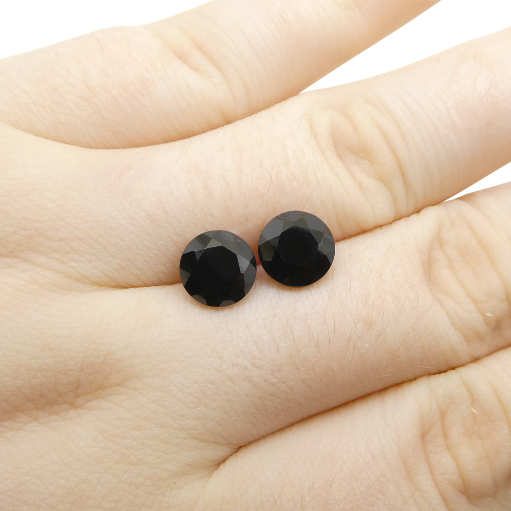 4.91ct Pair Brilliant Cut Round Black Spinel from Sri Lanka - Skyjems Wholesale Gemstones