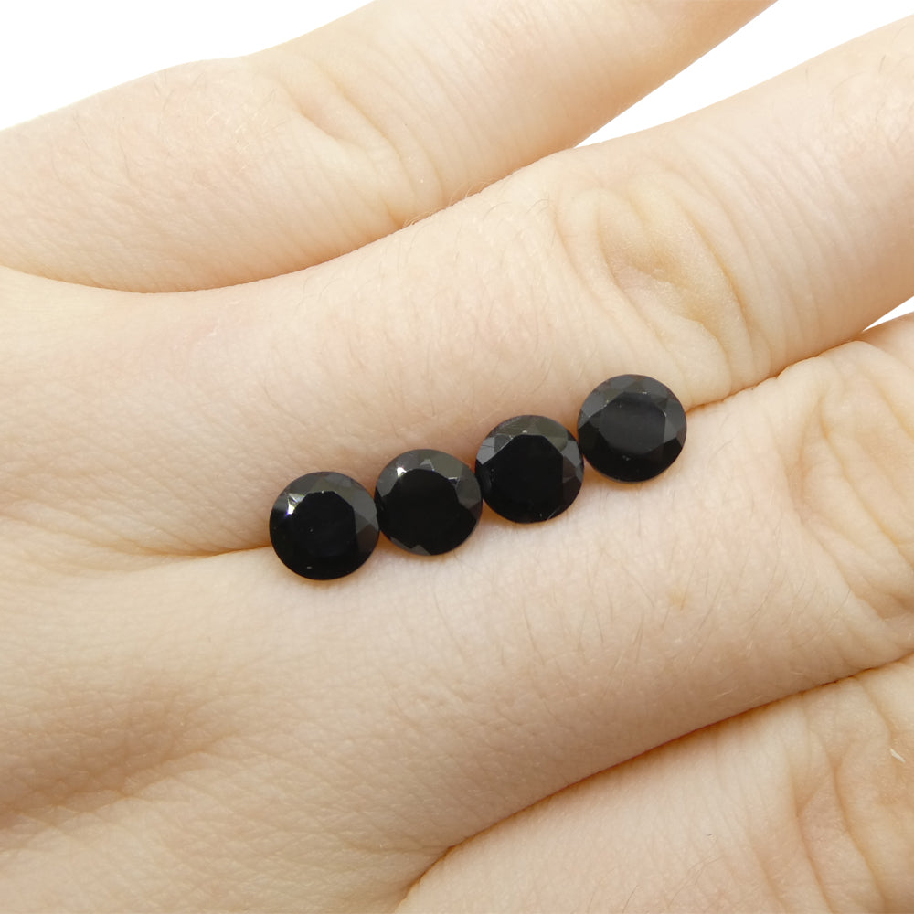 4.16ct 4 Stones Brilliant Cut Round Black Spinel from Sri Lanka - Skyjems Wholesale Gemstones