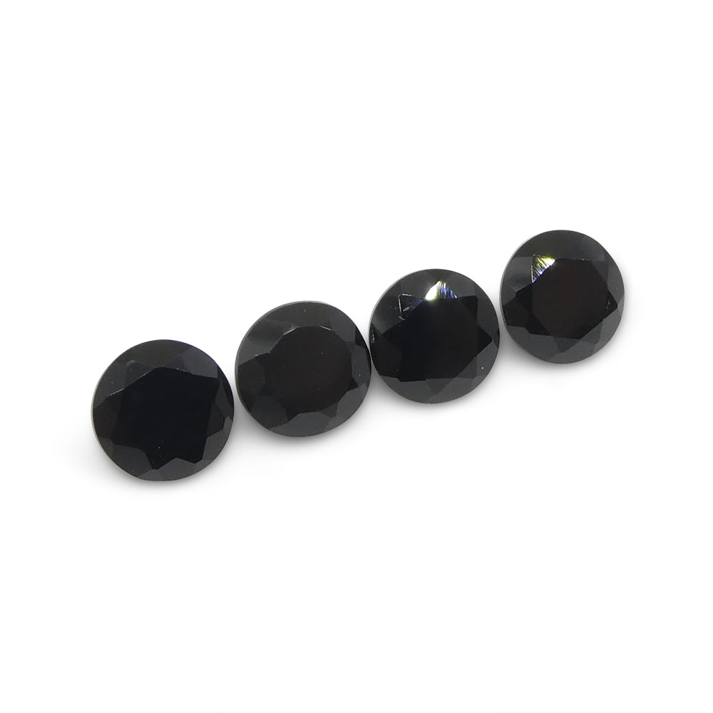 4.16ct 4 Stones Brilliant Cut Round Black Spinel from Sri Lanka - Skyjems Wholesale Gemstones