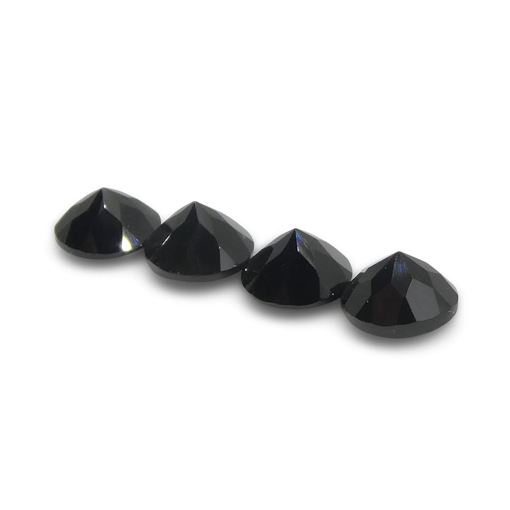 4.16ct 4 Stones Brilliant Cut Round Black Spinel from Sri Lanka - Skyjems Wholesale Gemstones